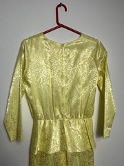 Vintage 1980s Peplum Dress Floral Design Slim Handmade Unsized MEASUREMENTS Desc
