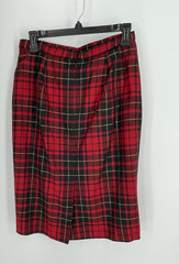 VTG JH Collectibles Womens 10 Skirt Suit Tartan Red Plaid Wool Velvet Collar