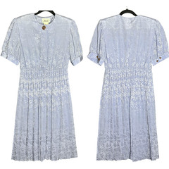 VTG Florentine Periwinkle Blue Jacquard Midi Dress Sz 10 fits like a Medium