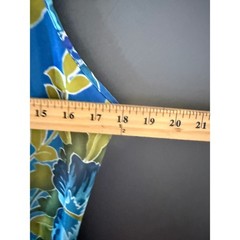 California Dynasty Vintage 70s Retro Blue Tropical Floral Satin Slip Dress L