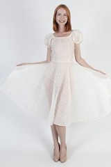 Vtg 1900s Edwardian Wedding Dress Sheer Embroidered Victorian Lawn Tea 40s Gown