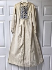 Antique Ethnic Handmade Linen Blend Long Dress Embroidered Caftan Folk Unique