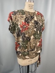 Vintage Top SIZE 14 XL EXTRA LARGE tropical green LADY CAROL 80s 90s rayoN
