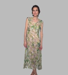 Authentic 1920s Printed Silk Dress | Antique Floral Silk Day Dress | Art Deco…