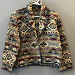 Vintage 90s New Identity Aztec Southwestern Coat with Shoulder Pads Medium