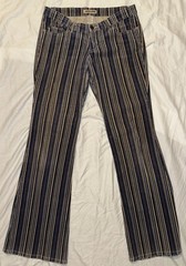 Jou Jou Women’s Vintage Flare Corduroy Low Rise Multi-Color Striped Pants Sz 5/6