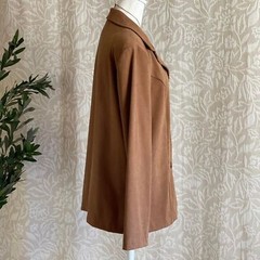 Vintage 90s Briggs New York Tan Faux Suede Blazer Jacket Lightweight Size 10