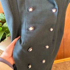 Vintage La Belle Plaid Blazer Dress Double Breasted Blue Green Size 11/12 USA