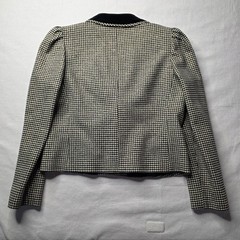 Louis Feraud Paris Vintage Women’s Wool Houndstooth Skirt Suit 42 EU Velour Trim