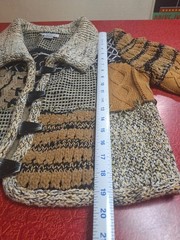 ~RARE~ VTG 1990s SANDY STARKMAN Chunky Textured Patchwork Cardigan Sweater Boho