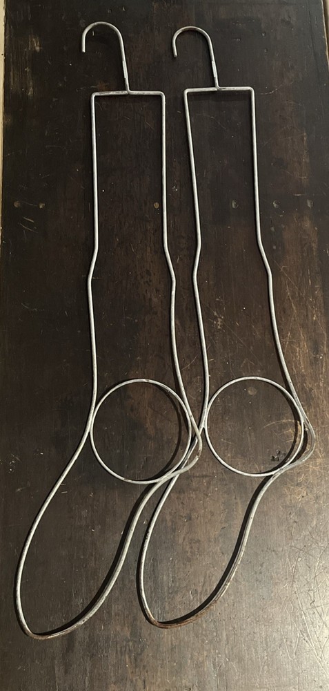 2 Vintage Metal Stocking Sock Forms “Venida 10” , 26 1/2″L