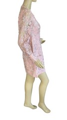 VINTAGE CIRCA 1960’S PINK SILK & SILVER OPEN LACE WORK MINI PARTY DRESS APPX S