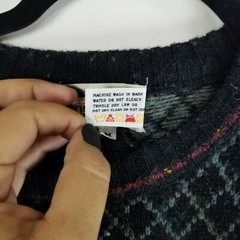 Import workshop Medium vintage 80’s wool blend sweater roses argyle fair isle