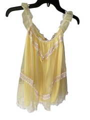Vintage Baby Doll Lingerie Set NOS RARE Kmart 2 Piece W Tags Yellow Lacey Flower