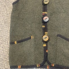 Norah Curtis Canada Vintage Wool Silk Art To Wear Novelty Vest Green Multi SP