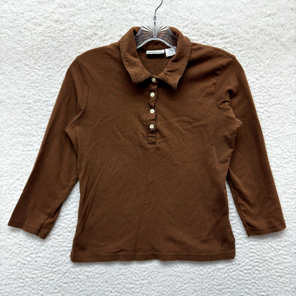 Y2K Vintage Henley Polo Top Medium Brown Bella Swan Preppy Fairy Whimsigoth