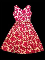 Vintage 50s Women’s Rose Novelty Print Dress Size Small Medium Pinup Rockabilly