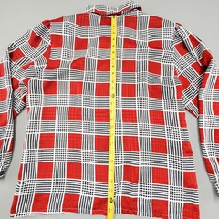 80s Koret Blouse Geometric Secretary Retro Bold Plaid Print Red Buttondown