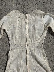 VTG Wounded 1900s Ivory Embroidered Cotton Lace Edwardian Tea Dress Size Small