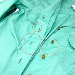 CHANEL Vintage PO4883 CC Logo Shirt Top #38 Button Light Green Gold 902593
