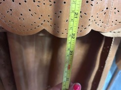 Vintage Leather Jacket Skirt Set Womens S 4 Camel Cutwork Floral Belted