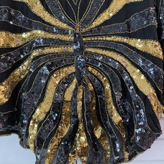 Swee Lo Vintage Hand-Beaded Silk Butterfly Cape Top Size L
