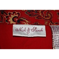 VTG Sleevless Shirt Nick & Sarah Size M 90s Merlot Fancy Gold Green Paisley Trim
