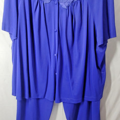 Vassarette Pajama Set & Robe XXXL Peignoir Blue 3 pc Embroidery Loose Fitting 3X