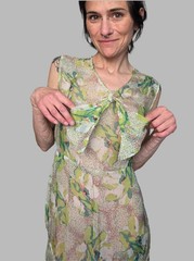 Authentic 1920s Printed Silk Dress | Antique Floral Silk Day Dress | Art Deco…
