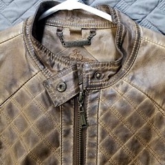 Vintage JOUJOU Polyurethane Textured Kacket Womens Size L Brown Full Zip