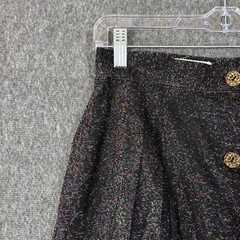 Vintage Rainbow Metallic Glitter Maxi Skirt Black Button Front High Waist 10 NEW