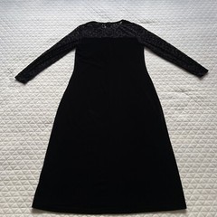 Vintage 90s Midi Dress Jacqueline Ferrar Sz 10 Black Velvet Burnout Fairy Grunge