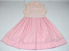 Vintage Dress Sue Brett Size S 50s Cotton Candy Pink White Lace Bodice