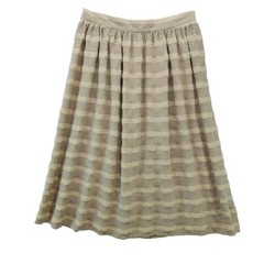 Womens Vintage Midi Skirt Tan Ivory Popcorn Stripe Size 7/8