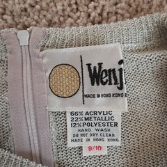 Wenjilli Vintage Metallic Knit Maxi Dress Beige Gold navy blue. Size 9/10