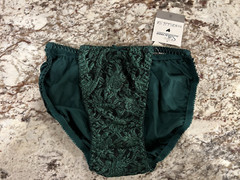 VTG 90s Silkscreen Green Shiny String Bikini Panties Hi Cut Silk Lace Small