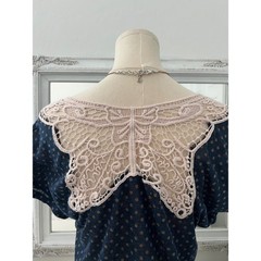 vintage papaya polka dot short sleeve top with butterfly crochet back