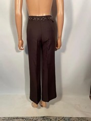 Vintage 1970s Brown Polyester Sears Jr Bazaar Bell Bottoms Wide Leg Pants 26 W