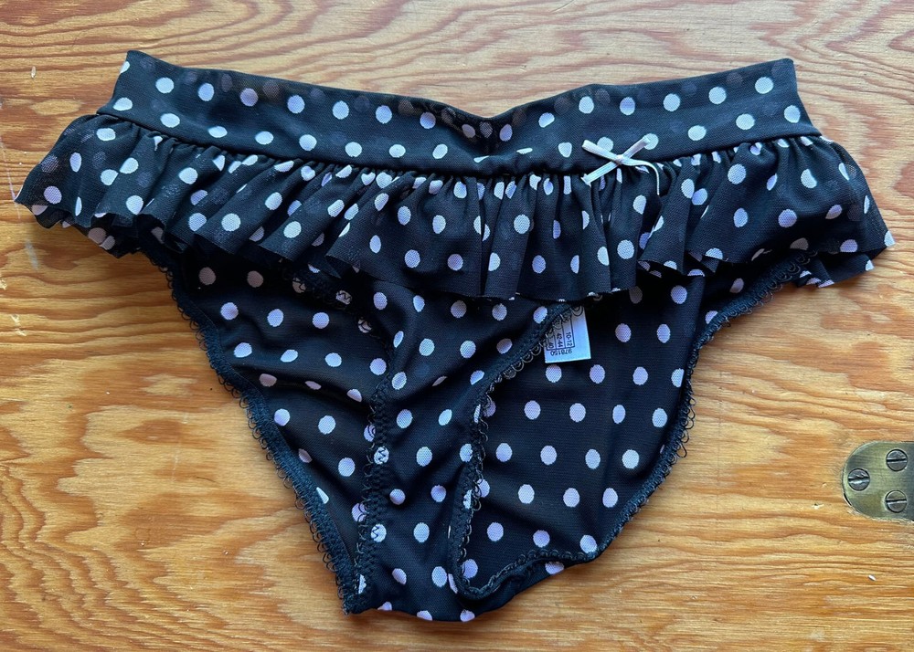 Vtg B.Tempt’d Black & Light Purple Polkadot Panties Size 5 / S Ruffled Bikini