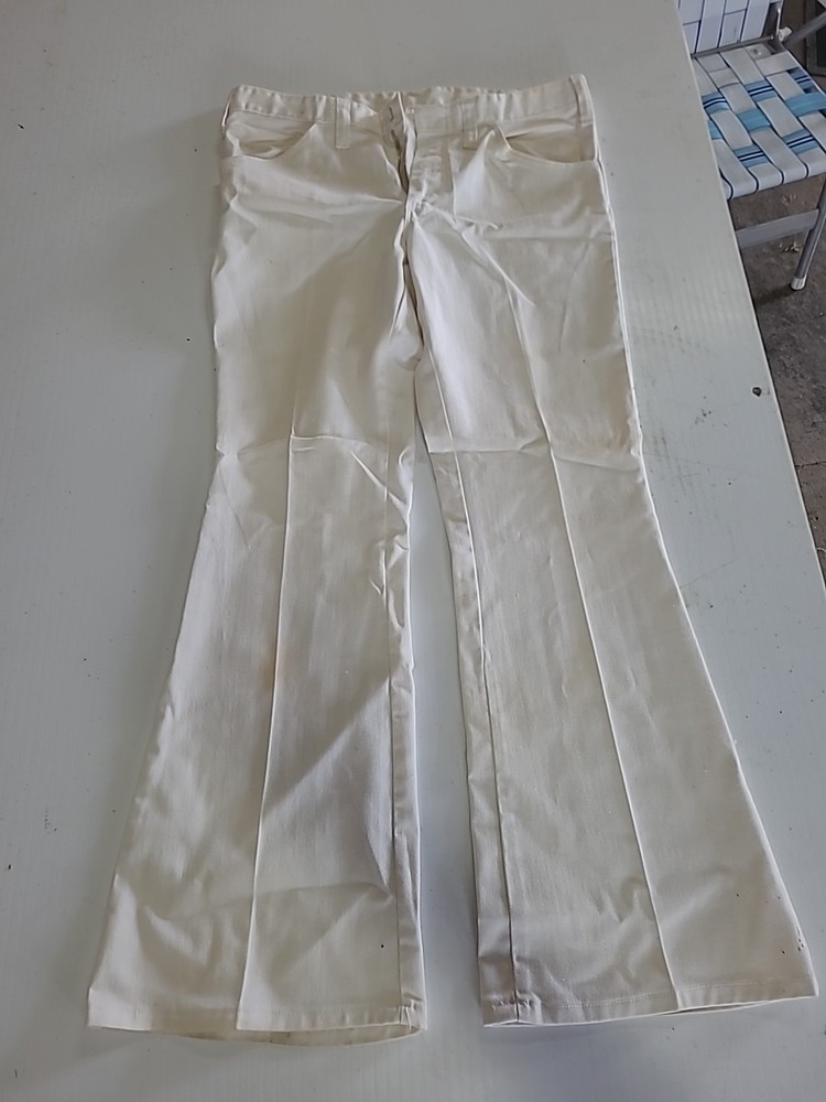 Vintage Dickies White Flare Bell Bottom Jeans Pants 34×30