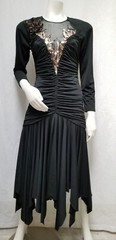 Vintage 1980/90s DOVIZIA Black Ruched Sequin Avant-Garde Dress – Size M – EUC