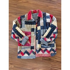 vintage Americana quilted patchwork jacket reversible lone star pattern red blue