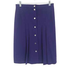 JCPenney Fashions Womens Size 16 Vintage Purple Brass Button Front Pleated Skirt