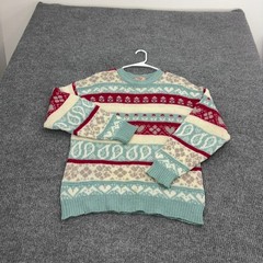 Vintage Stefanel Sweater Womens M Teal Red Knit Paisley Heart Fair Isle Boho