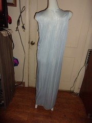 VTG. Peignoir Set Long Blue Pink Satin New Large Rikki !960’s White Flower Lace