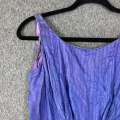 Vintage 50s Iridescent Purple Blue Organza Fit Flare Dress Bow Back Mid Century