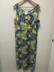 Vintage Dressing Clio Hawaiian Luau Maxi Dress Hibiscus Pineapple Sz M NWT