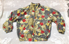 Vintage 1980’s Fu Da Fuda Intermational Oversize Silk Jacket Leopards & Roses XL