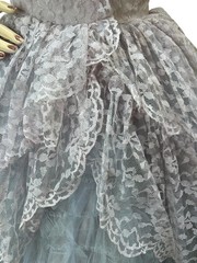 Vtg 50s Sz S 34 B 25 W Lavender Blue Prom Gown Dress Cupcake Strapless