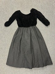 Vtg 50s Suzy Perette Black Cocktail Dress S Fit & Flare Velvet Empire *Read
